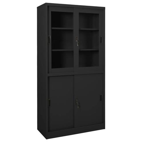 vidaXL Armoire de bureau et porte coulissante Anthracite, Maison & Meubles, Armoires | Autre, Neuf, Envoi