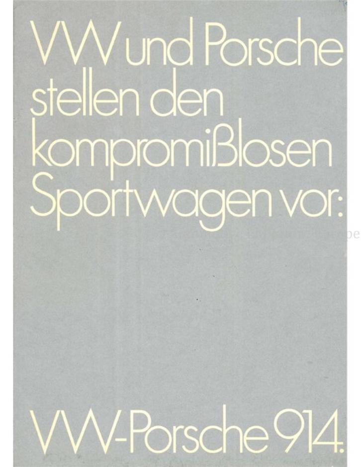 1969 PORSCHE 914 BROCHURE DUITS, Boeken, Auto's | Folders en Tijdschriften