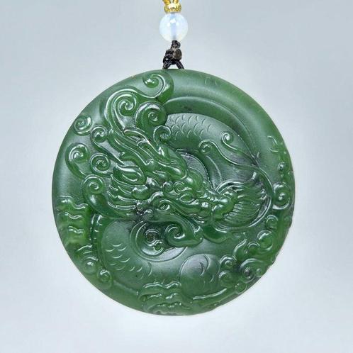 Dragon Amulet Pendant - Jade néphrite certifié - Chine, Antiek en Kunst, Antiek | Overige Antiek