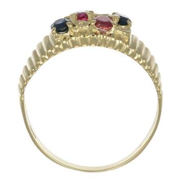 Bague - 18 carats Or jaune, Rubis - Saphirs - Diamants - -