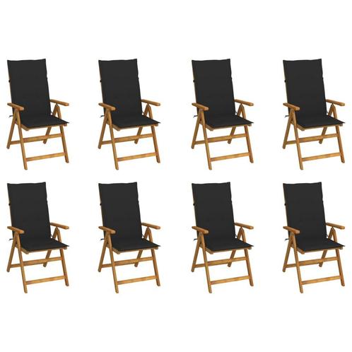 vidaXL Tuinstoelen 8 st inklapbaar met kussens massief, Tuin en Terras, Tuinstoelen, Nieuw, Verzenden