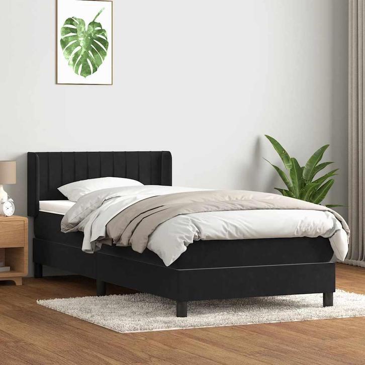 vidaXL Boxspring met matras fluweel zwart 90x210 cm, Huis en Inrichting, Slaapkamer | Bedden, Nieuw, Verzenden