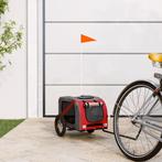vidaXL Hondenfietstrailer oxford stof en ijzer rood en grijs, Dieren en Toebehoren, Verzenden, Nieuw