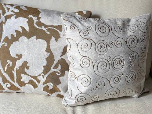 Set kussens San Leucio champagne fantasie ramages, Antiek en Kunst, Antiek | Tapijten, Tafelkleden en Textiel