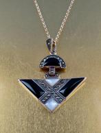 Onyx - Argent - Collier avec pendentif - Art déco, fait à la