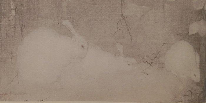Jan Mankes (1889-1920) - Witte Konijntjes in het Herfstbos, Antiquités & Art, Antiquités | Autres Antiquités