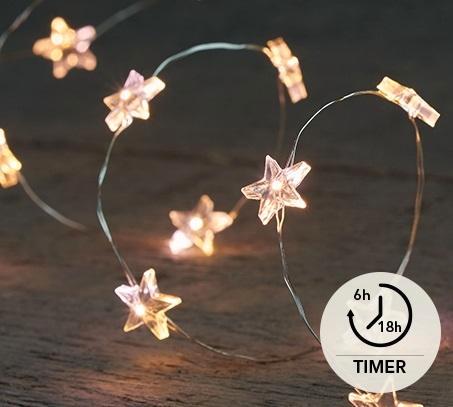 Led-verlichting - zilverdraad ster 20l 1m warm wit 6/18h, Hobby en Vrije tijd, Knutselen, Nieuw