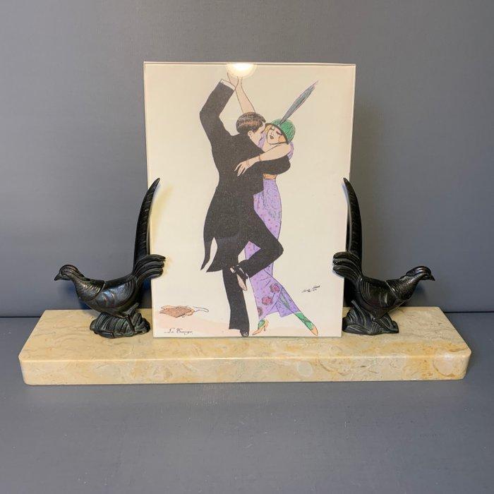 Fotolijst - 1920 Art Deco Marmer Metaallegering glas, Antiek en Kunst, Kunst | Designobjecten