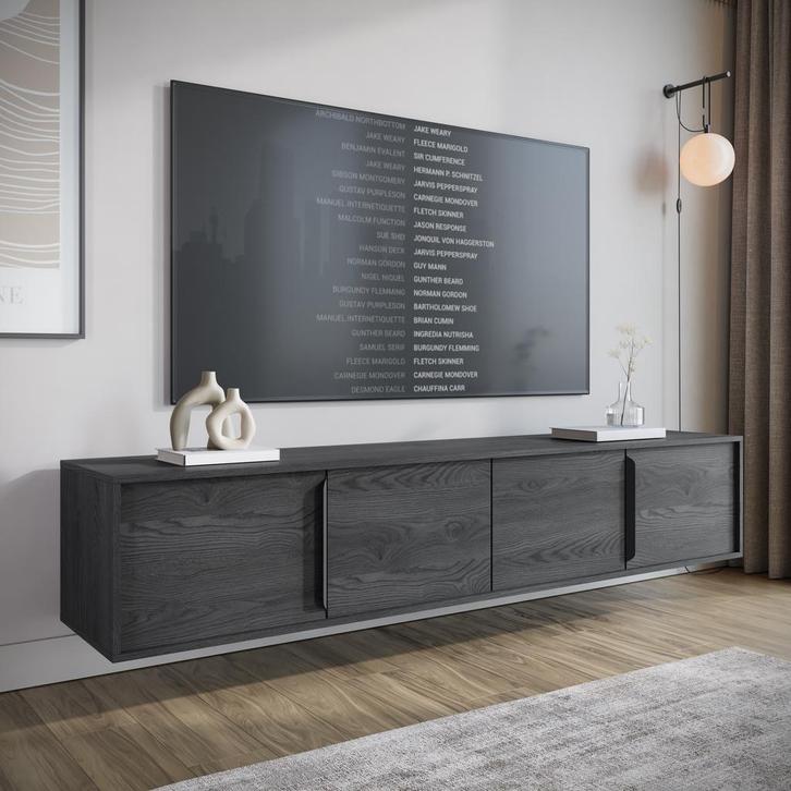 Meubella TV-Meubel grijs eiken 200 cm hangend, Huis en Inrichting, Kasten |Televisiemeubels, 25 tot 50 cm, Nieuw, 200 cm of meer
