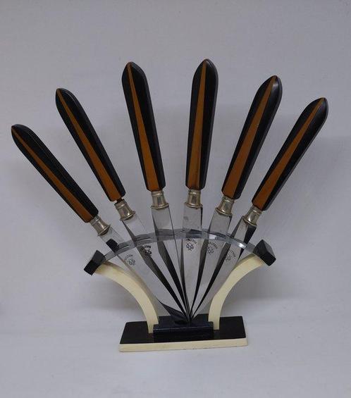 Ménagère - Bakélite - Ensemble de couteaux à fruits Art Déco, Antiek en Kunst, Antiek | Meubels | Tafels