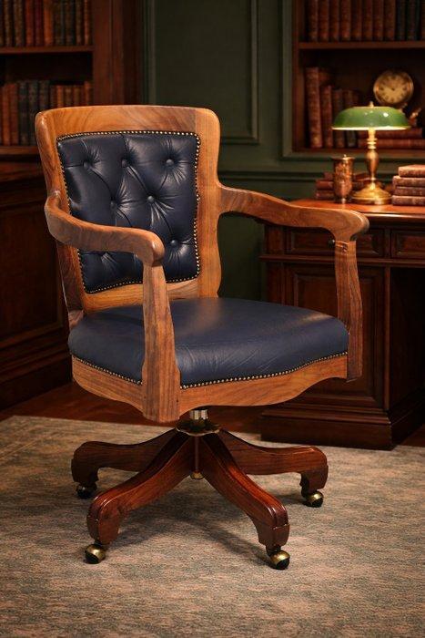 Bureaustoel - Hout, Leder, Metaal - Luxe Bureaustoel, Antiek en Kunst, Curiosa en Brocante