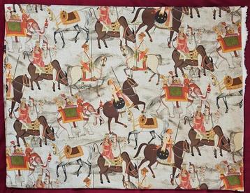 Rare tissu Art Déco avec des chevaux au galop - 300x280cm -