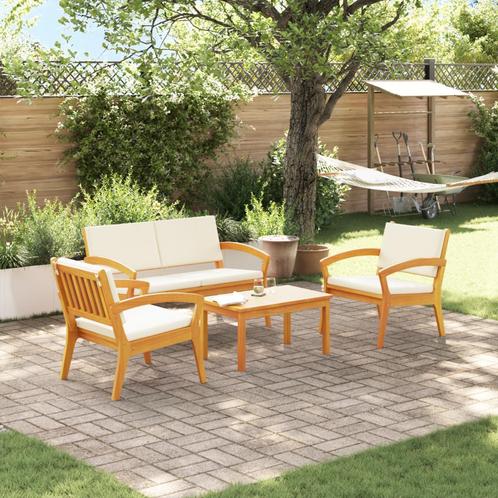 vidaXL 4-delige bistroset met kussens van massief acaciahout, Tuin en Terras, Tuinsets en Loungesets, Nieuw, Verzenden