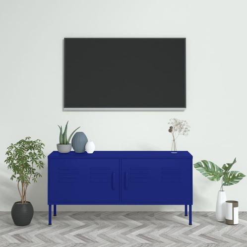 vidaXL Meuble TV Bleu marine 105x35x50 cm Acier, Maison & Meubles, Armoires | Mobilier de télévision, Neuf, Envoi
