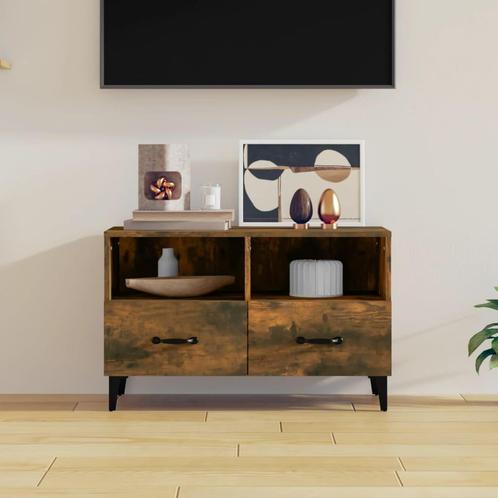 vidaXL Tv-meubel 80x36x50 cm bewerkt hout gerookt, Maison & Meubles, Armoires | Mobilier de télévision, Envoi