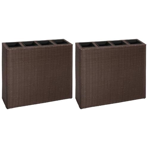 vidaXL Plantenbak verhoogd met 4 potten 2 st poly rattan, Jardin & Terrasse, Pots de fleurs, Envoi