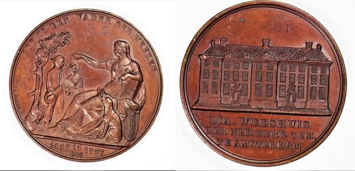 Penning op het 200-jarig bestaan van de Diaconie-weeshuis..., Postzegels en Munten, Penningen en Medailles, Verzenden