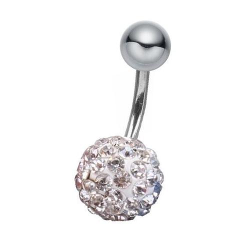 Fako Bijoux® - Navelpiercing - Disco Dots - 8mm - Wit, Handtassen en Accessoires, Piercings, Verzenden