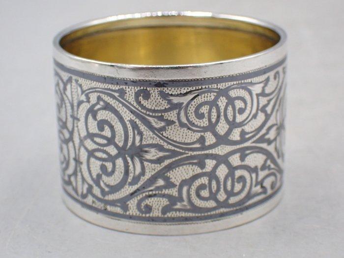 Servetring - zilveren - .900 zilver - Niello versierd, Antiek en Kunst, Antiek | Zilver en Goud