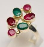 Zonder minimumprijs - Ring 925 zilver Robijn - Smaragd -, Nieuw