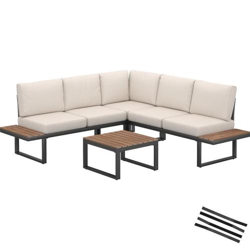 tectake Tuin-loungeset Eliar, 4-delig, met aluminium frame -, Tuin en Terras, Tuinsets en Loungesets, Verzenden