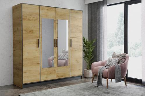 Kledingkast blanes 207 cm Eiken Zwart 1 (Kledingkasten), Huis en Inrichting, Kasten | Kleerkasten, Nieuw, Overige houtsoorten