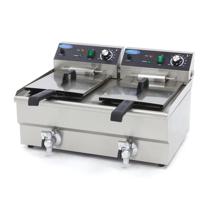 Friteuse - 2 x 13 L - 2 paniers - avec robinet de vidange, Elektronische apparatuur, Frituurpannen, Verzenden