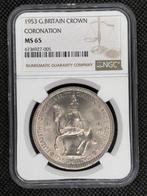 Royaume-Uni. Elizabeth II. 5 Shilling 1953 NGC MS65 (Sans, Timbres & Monnaies, Monnaies | Europe | Monnaies non-euro