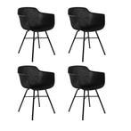 Tweedekans | Kick Set van 4 Tuinstoelen Indy Zwart - Zwart, Ophalen of Verzenden, Nieuw