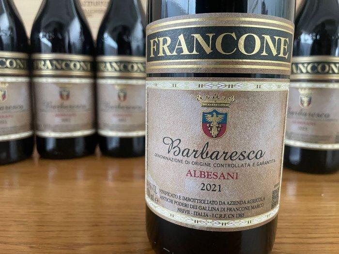 2021 Francone Albesani - Barbaresco - 6 Flessen (0.75 liter), Verzamelen, Wijnen