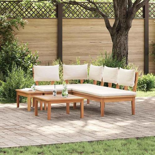 vidaXL Tuinbank set met kussen met opslag 4 pcs Bruin en, Tuin en Terras, Tuinsets en Loungesets, Nieuw, Verzenden