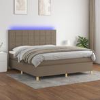 vidaXL Boxspring met matras en LED stof taupe 160x200 cm, Maison & Meubles, Verzenden