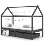 vidaXL Kinderbedframe met lades grenenhout donkergrijs, Verzenden