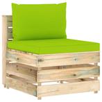 vidaXL Middenbank sectioneel met kussens groen geïmpregneerd, Tuin en Terras, Tuinsets en Loungesets, Verzenden, Nieuw