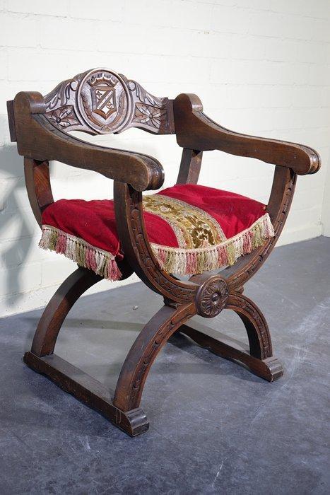 Fauteuil - Hout, Fluweel - Antieke Dagobert stoel, Antiek en Kunst, Antiek | Overige Antiek