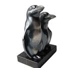 Maurice Font - Sculpture, Twee pinguins - 16 cm - Métal et