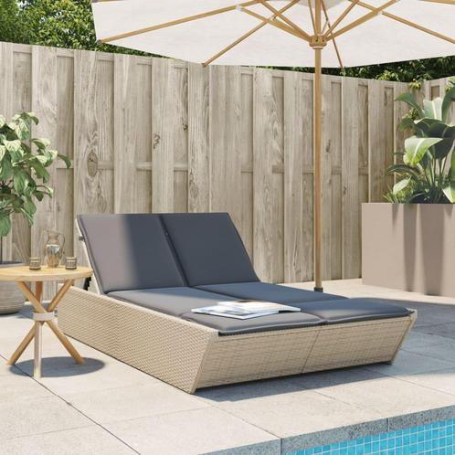 vidaXL Chaise longue double avec coussins beige rÃ©sine, Jardin & Terrasse, Chaises longues, Neuf, Envoi