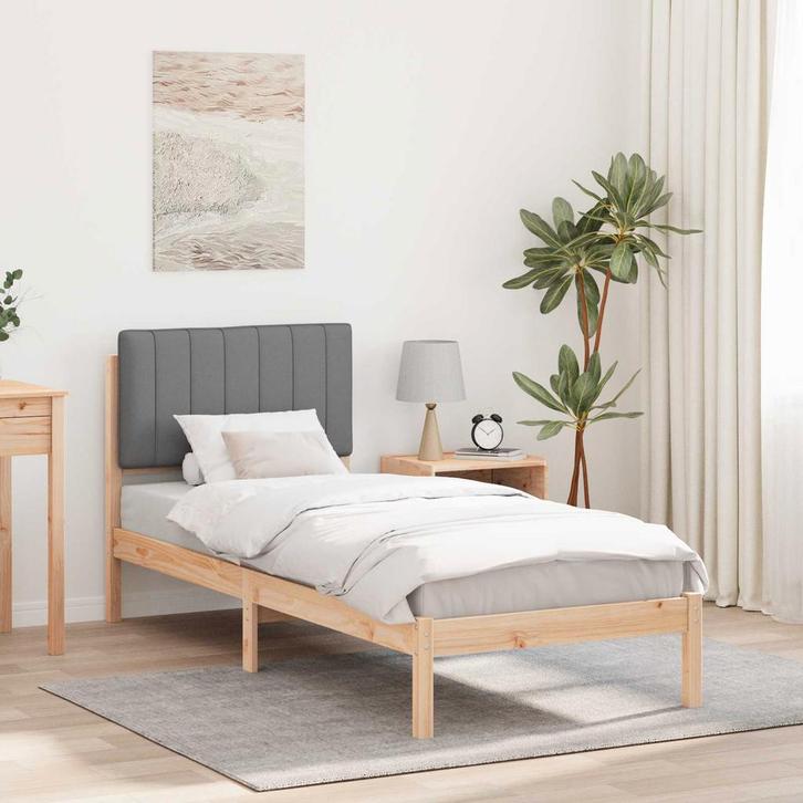 vidaXL Bedframe met Gevoerde Hoofdbord Lichtgrijs 80 x 200, Huis en Inrichting, Slaapkamer | Bedden, Nieuw, Verzenden