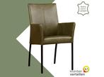 Leren eetkamerstoel Comfort met armleuning - Granada Moss, Huis en Inrichting, Stoelen, Overige kleuren, Nieuw, Leer, Ophalen of Verzenden