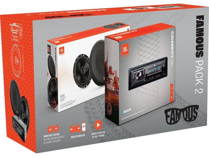 JBL Famous Pack 2 - Autoradio Celebrity 150 + Stage2 65M, Auto diversen, Autospeakers, Zo goed als nieuw, Verzenden