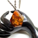 Oude art deco natuurlijke Baltische amber hanger & ketting -