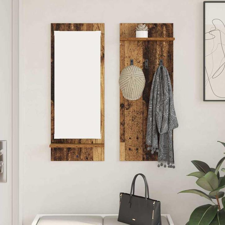 vidaXL Wandgemonteerde kapstok Oud hout 70 x 10 x 90 cm, Huis en Inrichting, Kasten | Wandmeubels, Nieuw, Verzenden