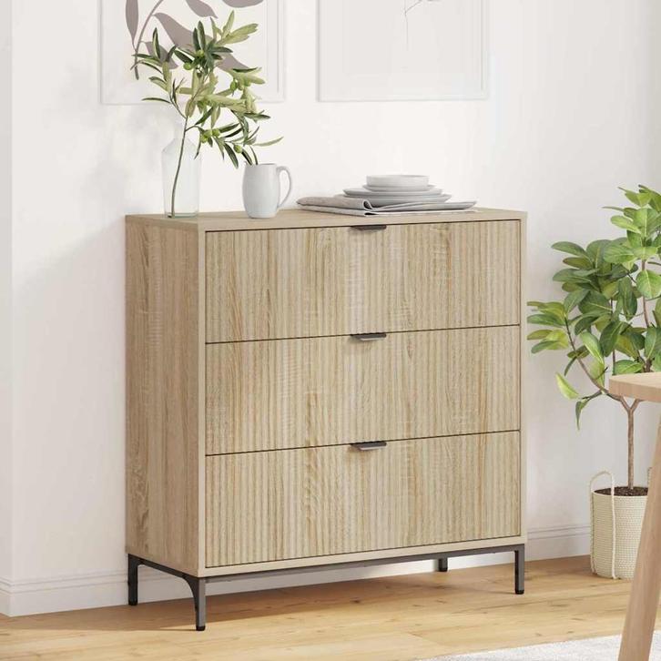 vidaXL Dressoir met lade Sonoma eiken 79.5 x 33 x 82 cm, Huis en Inrichting, Kasten | Dressoirs, Nieuw, Verzenden