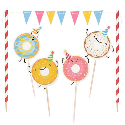 Donut Taarttopper 5 delig, Hobby en Vrije tijd, Feestartikelen, Nieuw, Verzenden
