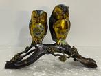 Beeld, Bronzen Uiltjes op Tak - 16 cm - Brons, Antiek en Kunst