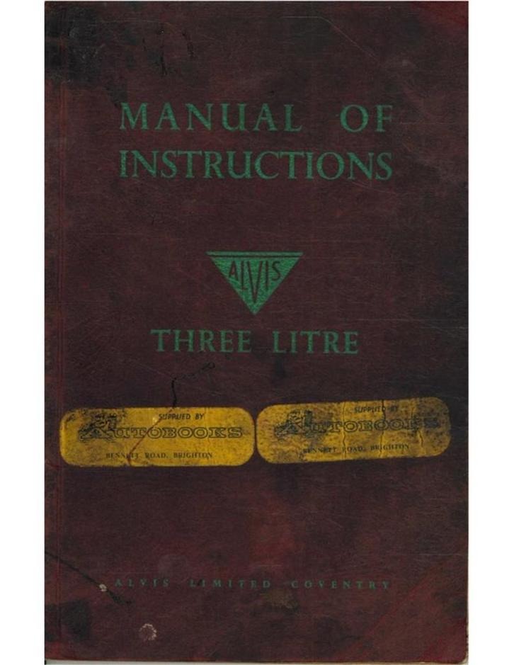 1953 ALVIS TREE LITRE INSTRUCTIEBOEKJE ENGELS, Auto diversen, Handleidingen en Instructieboekjes