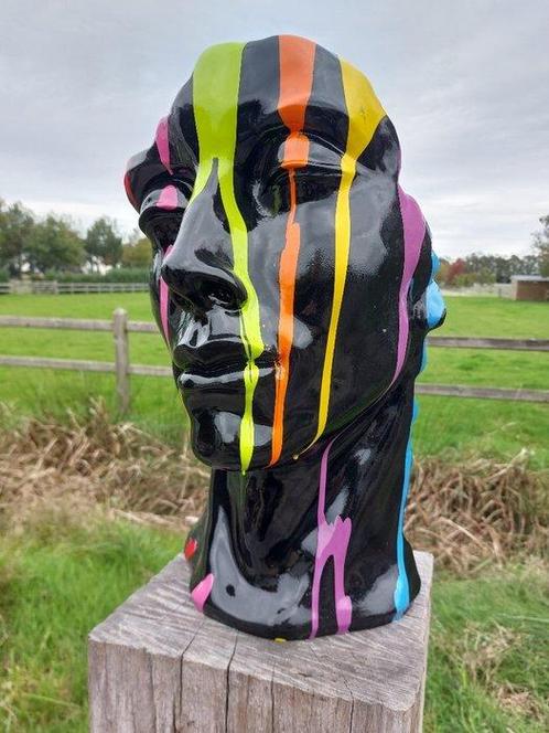 Beeld, head black with color paint - 50 cm - polyresin, Antiek en Kunst, Curiosa en Brocante