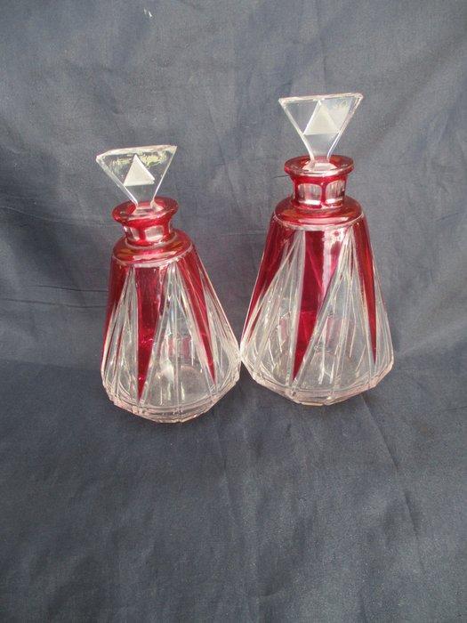 Bouteille de parfum - Lot 2 Flacons cristal overlay Art Déco, Antiek en Kunst, Kunst | Designobjecten