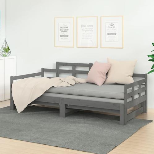 vidaXL Lit coulissant sans matelas gris 2x(90x200) cm, Huis en Inrichting, Slaapkamer | Bedden, Verzenden