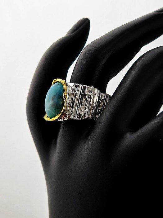 Zonder Minimumprijs - Ring Zilver Topaas - Larimar, Handtassen en Accessoires, Ringen